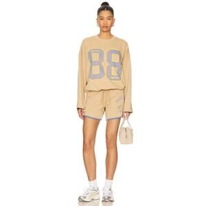 The Mayfair Group Angel Track & Field Latte Crewneck + Sweatshorts Set NEW~NWT